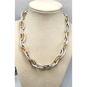 Vintage Two Tone Silver & Gold Tone Chain Necklace- Adjustable